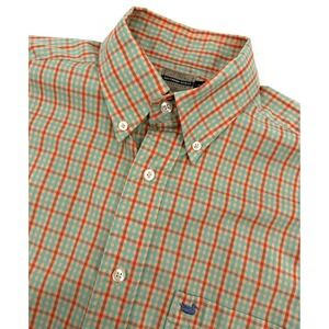 Southern‎ Marsh Shirt Mens Medium Orange Green Gingham Check Duck Logo